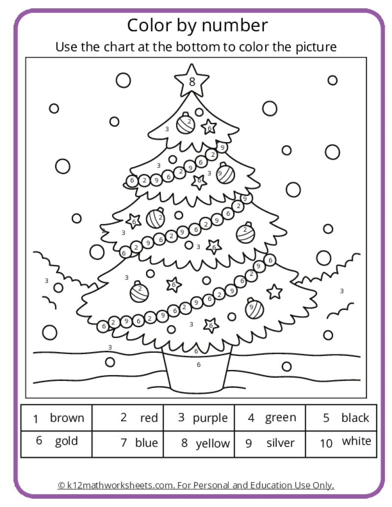 christmas colornumber pages